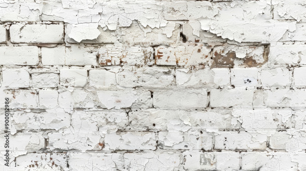 White painted old brick Wall panoramic background - generative ai White painted old brick Wall panoramic background - generative ai