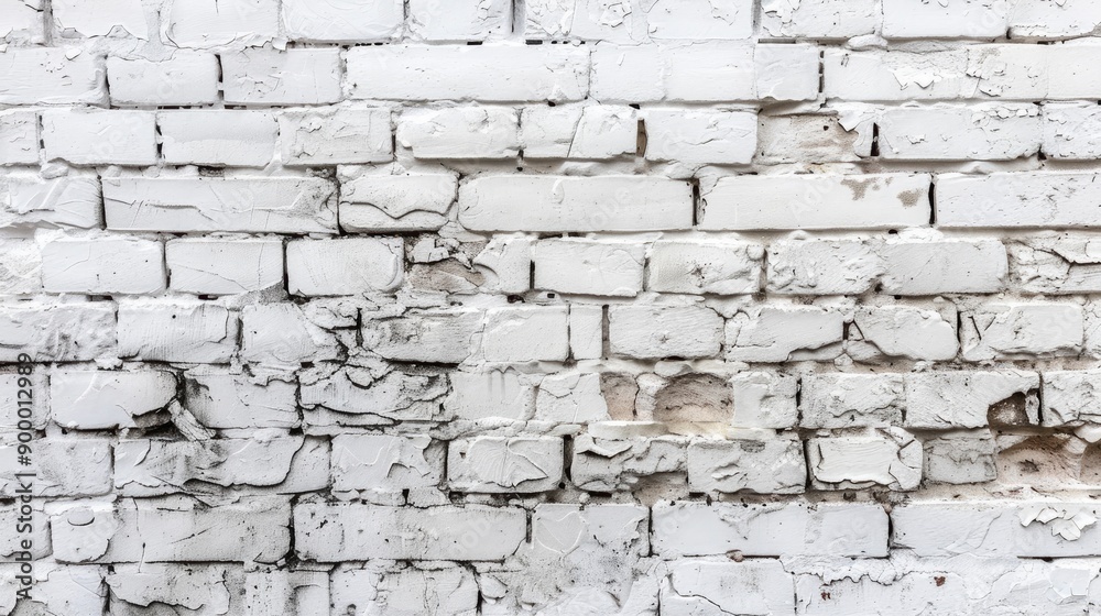 White painted old brick Wall panoramic background - generative ai White painted old brick Wall panoramic background - generative ai