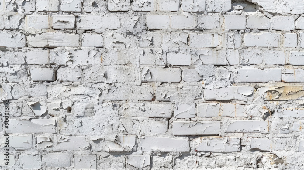 White painted old brick Wall panoramic background - generative ai White painted old brick Wall panoramic background - generative ai