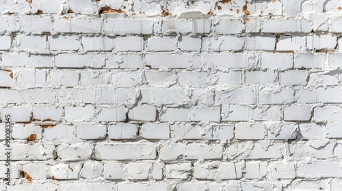 White painted old brick Wall panoramic background - generative ai