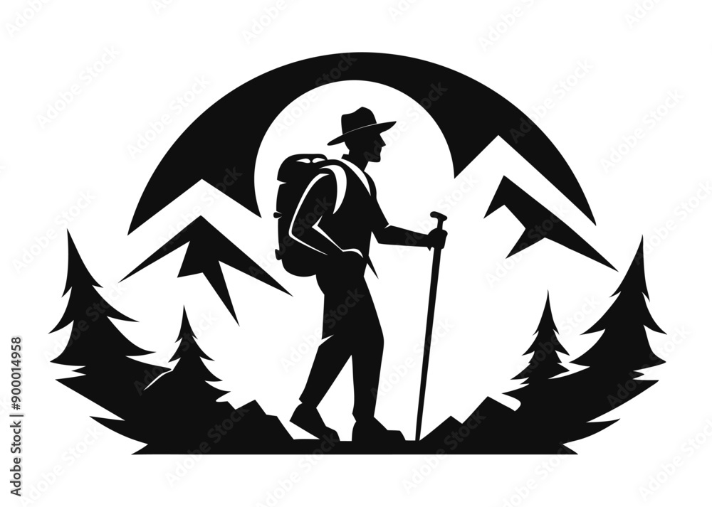 Fototapeta premium hiking silhouette vector illustration