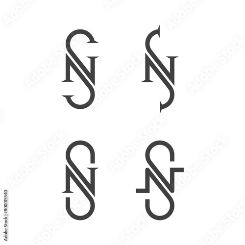 the logo consists of the letter N and S. Abstract, outline and elegant.