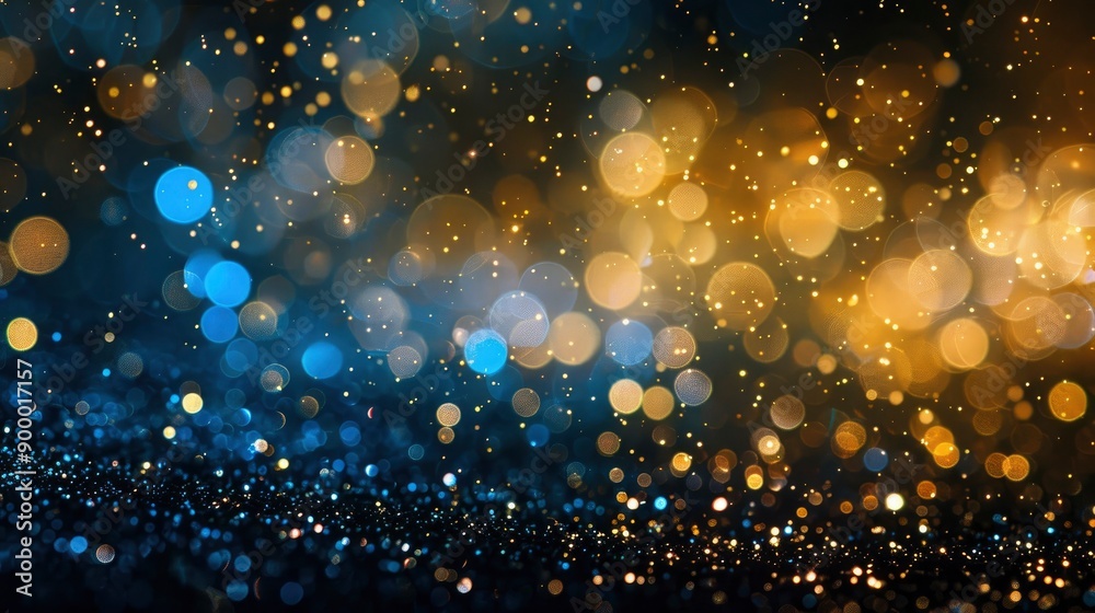 Obraz premium background of abstract glitter lights. blue, gold and black. de focused. banner - generative ai