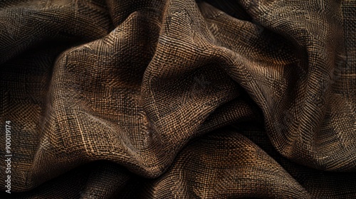 Dark brown fabric texture material fabric background - generative ai