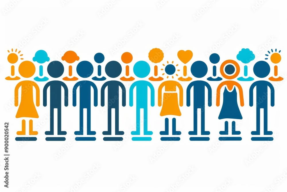 Illustration of diverse human figures standing in rows collaborative and united theme vibrant and dynamic visual Illustration of diverse human figures standing in rows collaborative and united theme vibrant and dynamic visual