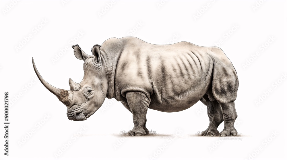 Majestic White Rhino on White Backdrop Majestic White Rhino on White Backdrop