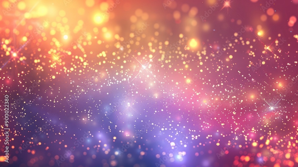 Glittering gradient background with hologram effect and magic lights. Holographic abstract fantasy backdrop with fairy sparkles, gold stars and festive blurs - generative ai Glittering gradient background with hologram effect and magic lights. Holographic abstract fantasy backdrop with fairy sparkles, gold stars and festive blurs - generative ai