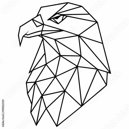 Minimalist line art eagle head sketch in black and white  