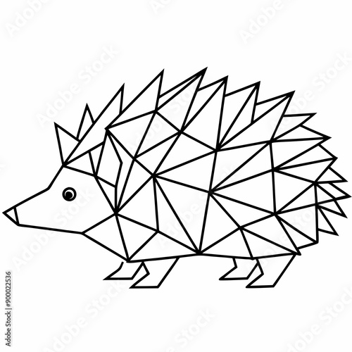 Minimalist geometric hedgehog line art illustration  