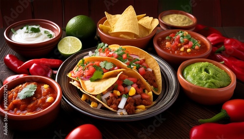Wallpaper Mural a table with a variety of food including chicken, rice, and other food. Torontodigital.ca