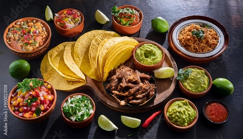 Wallpaper Mural a table with a variety of food including chicken, rice, and other food. Torontodigital.ca