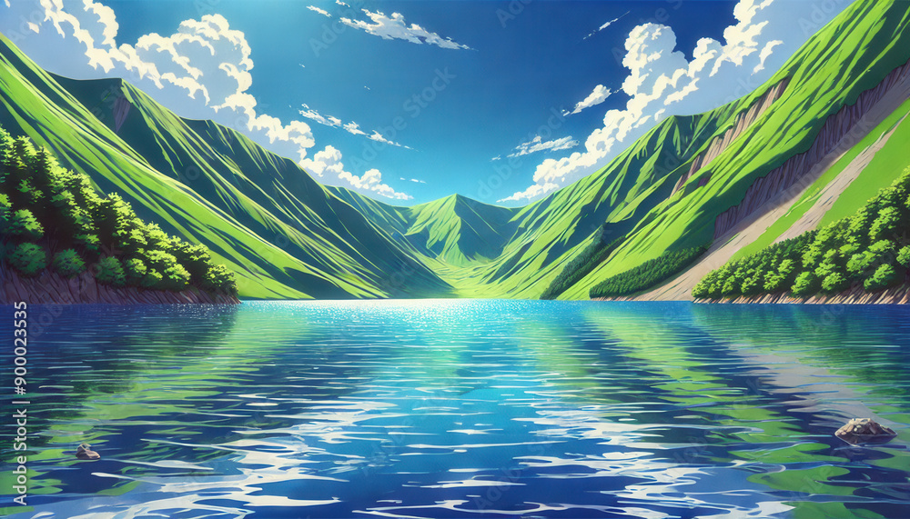 空が見える風景 イラスト素材 湖 空が見える風景 イラスト素材 湖
