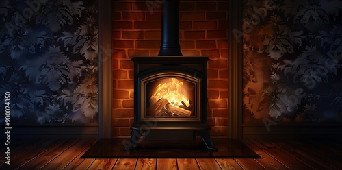 Warm and Inviting - Fireplace Illustration, Cinematic Style