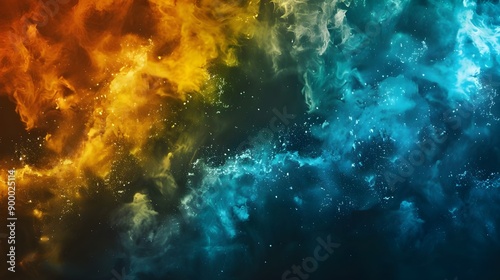 Explosion of colored powder on black background ,Freeze motion of color powder exploding/throwing color powder, multicolored glitter texture