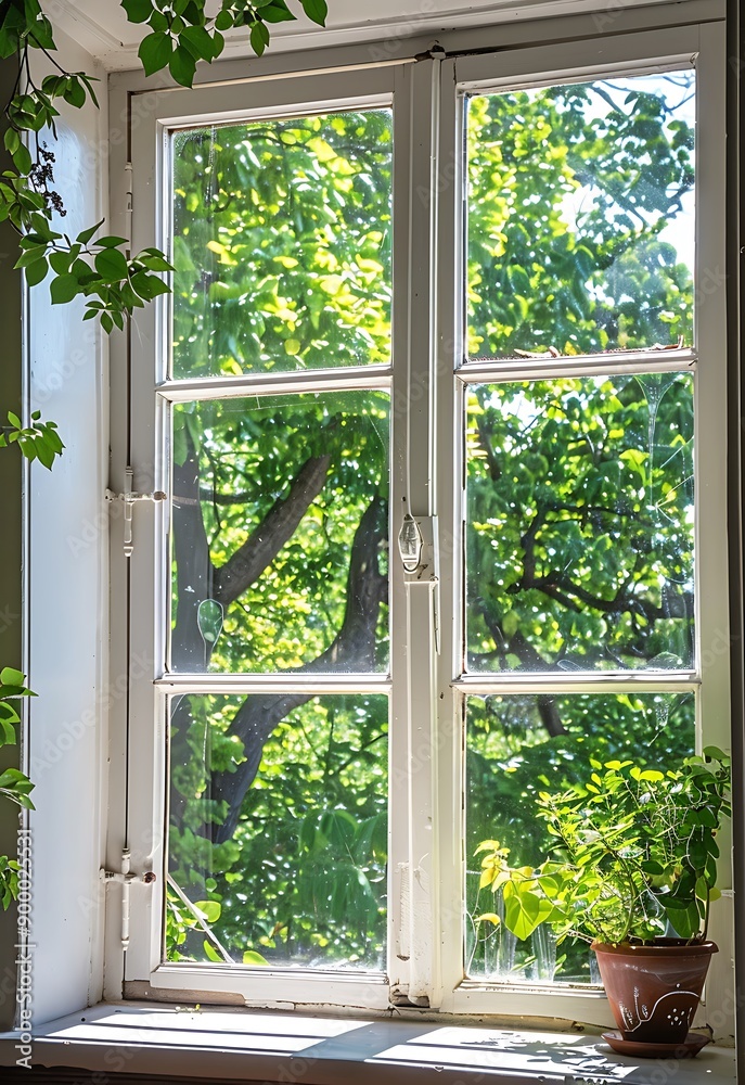 Bright and Airy - Window View, Green Trees, Real Photo Bright and Airy - Window View, Green Trees, Real Photo