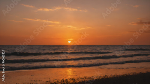 Sunset beach view. Generative AI