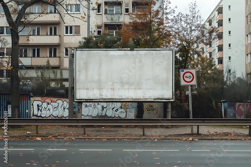 Berlin Street Scene with Empty Billboard Mockup