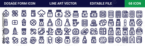 Dosage form icon set. with Editable Stroke and Pixel Perfect. Outline icons collection. Simple vector illustration