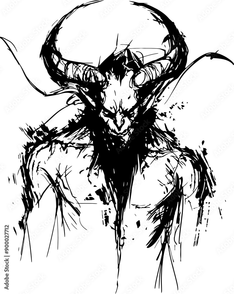 Obraz premium Demon sketch drawing
