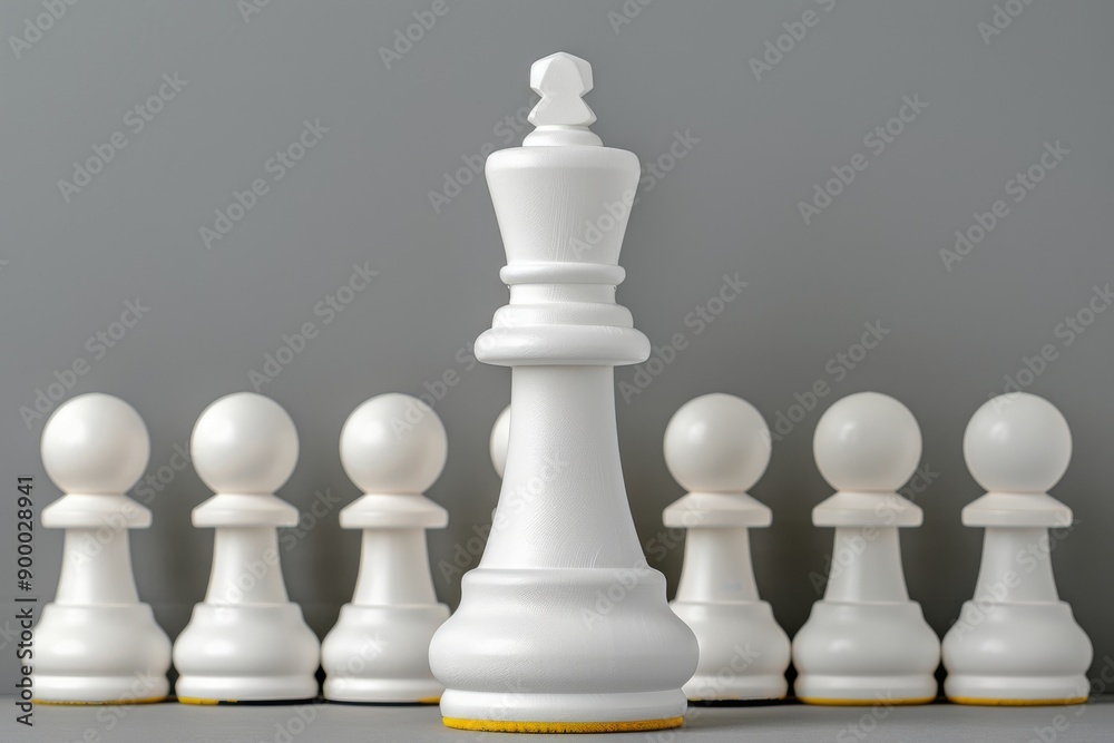 Chess pieces with a single king collaborative and strategic theme monochromatic and sophisticated visual Chess pieces with a single king collaborative and strategic theme monochromatic and sophisticated visual