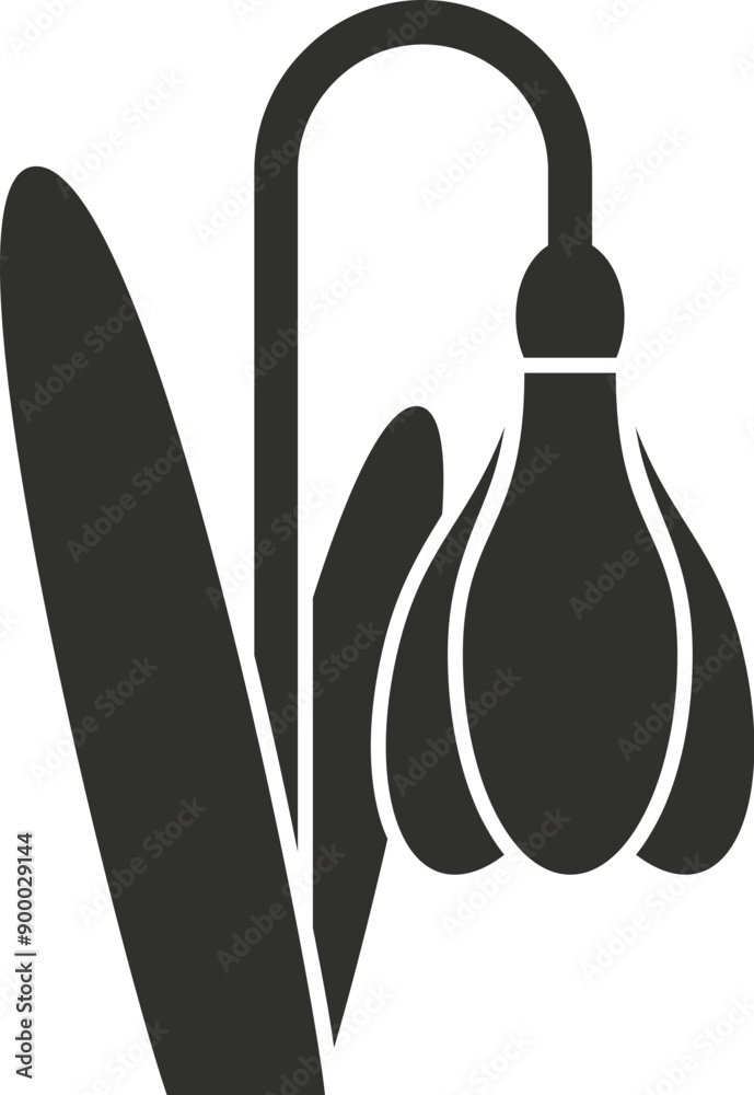 Black silhouette icon of a snowdrop flower growing with leaves Black silhouette icon of a snowdrop flower growing with leaves