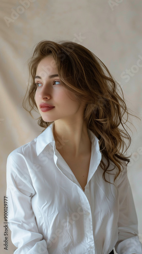 Professional profile photo of a business person, profile photo, upper body shot, wearing a wrinkle-free white dress shirt, portrait of a man