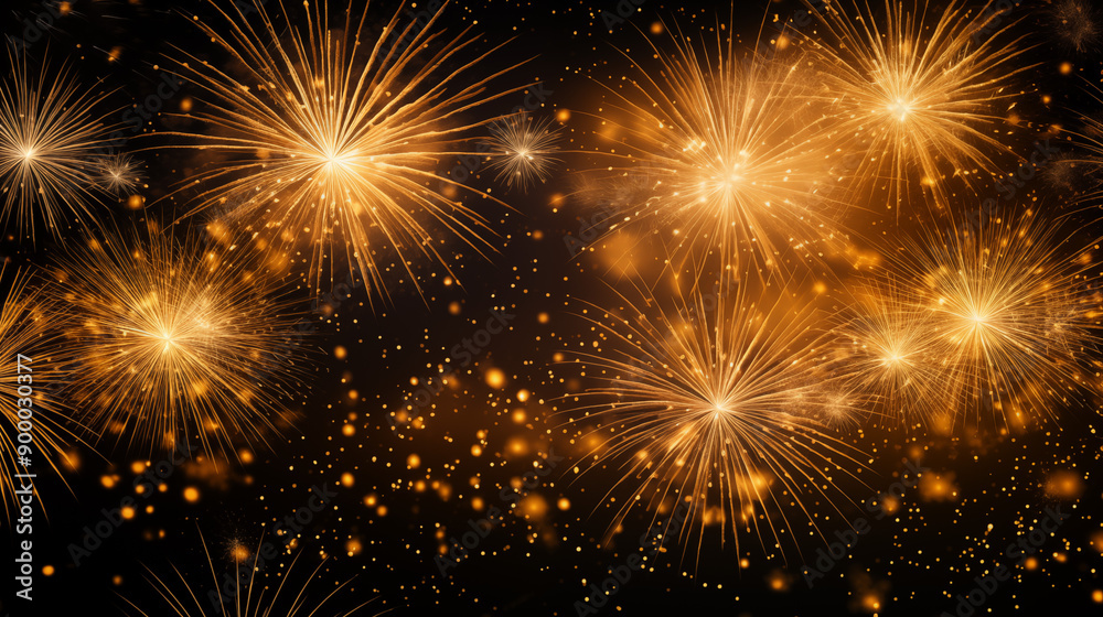 Dazzling Golden Fireworks Display Against Night Sky Dazzling Golden Fireworks Display Against Night Sky