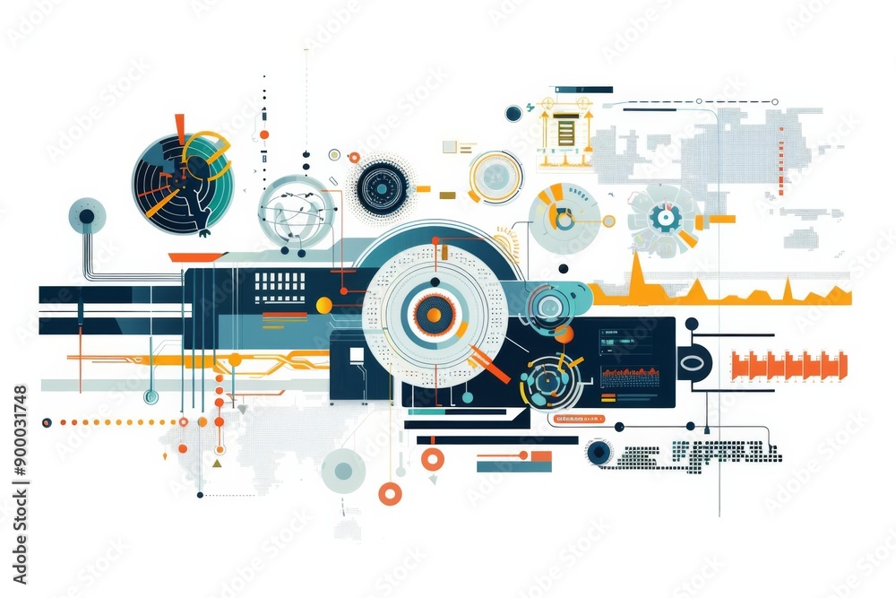 Obraz premium Conceptual Technology Flat Illustration created with Generative AI