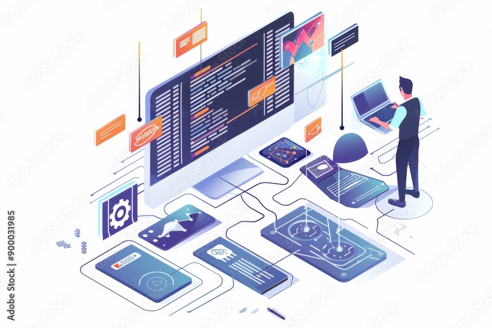 Conceptual Technology Flat Illustration created with Generative AI Conceptual Technology Flat Illustration created with Generative AI