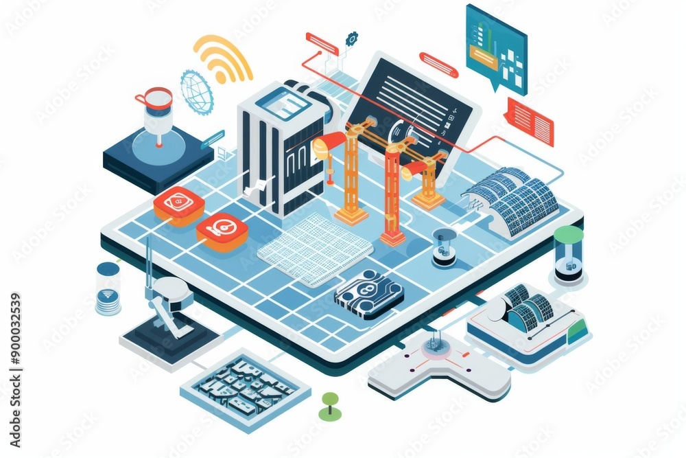Conceptual Technology Flat Illustration created with Generative AI Conceptual Technology Flat Illustration created with Generative AI