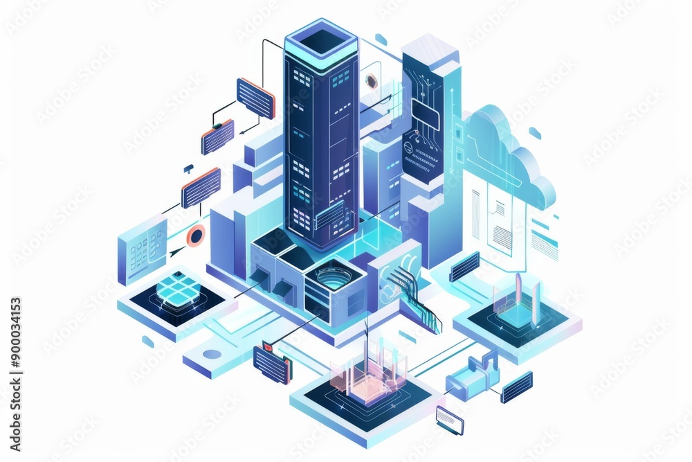 Conceptual Technology Flat Illustration created with Generative AI Conceptual Technology Flat Illustration created with Generative AI