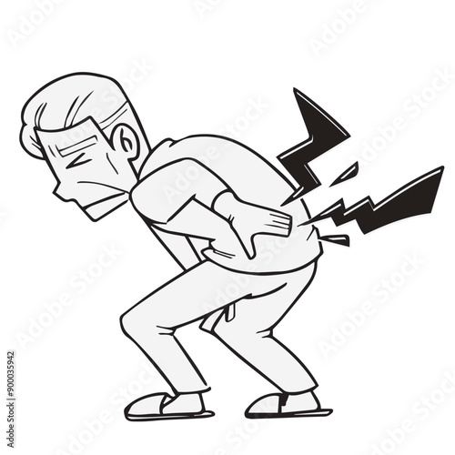 シニア_腰が痛い高齢男性のイラスト