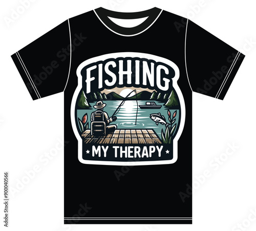 Fishing My Therapy, Fishing T-shirt Design.