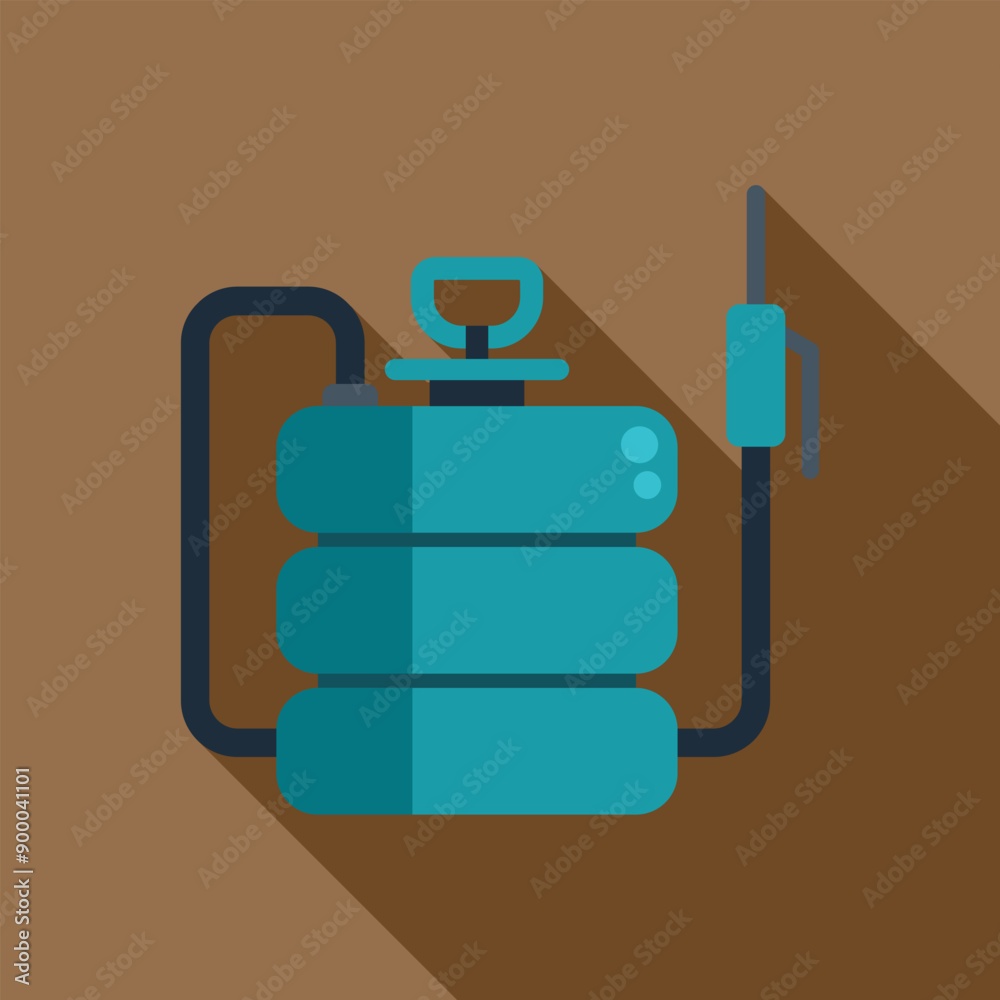 Blue pesticide sprayer icon in flat style with long shadow, isolated on brown background Blue pesticide sprayer icon in flat style with long shadow, isolated on brown background