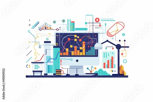 Conceptual Technology Flat Illustration created with Generative AI