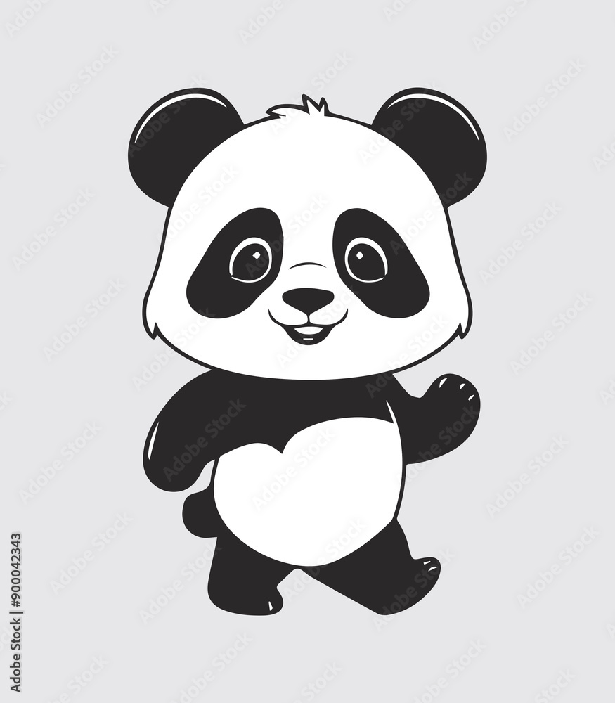 A cute panda silhouette vector illustration, A cute panda silhouette vector illustration,