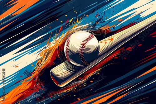 Abstract Baseball Bat and Ball Design.