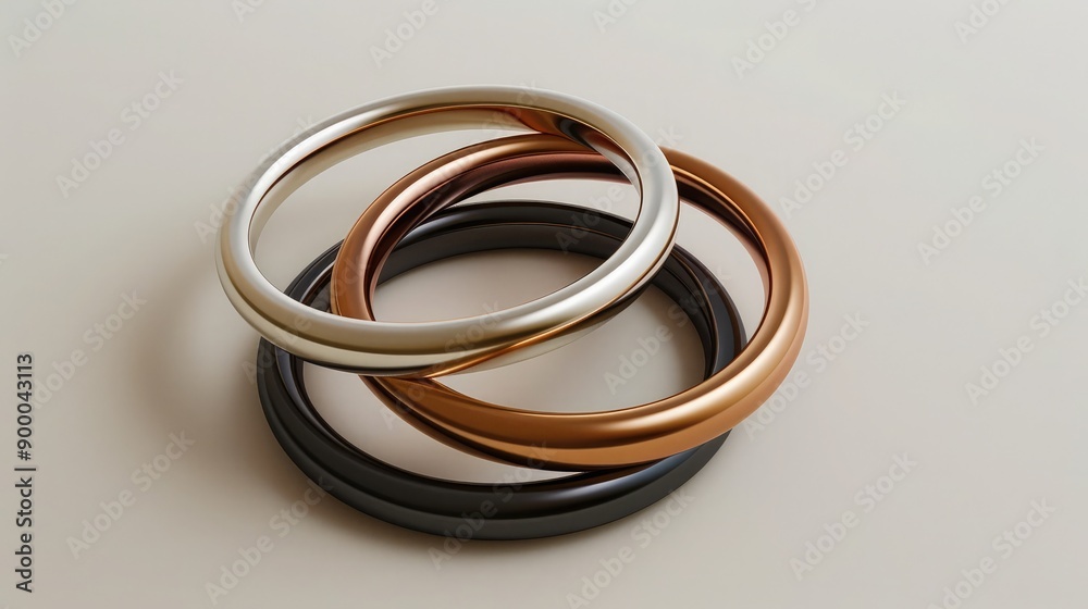 Two interlocking rings on a neutral background, representing partnership and unity. Two interlocking rings on a neutral background, representing partnership and unity.