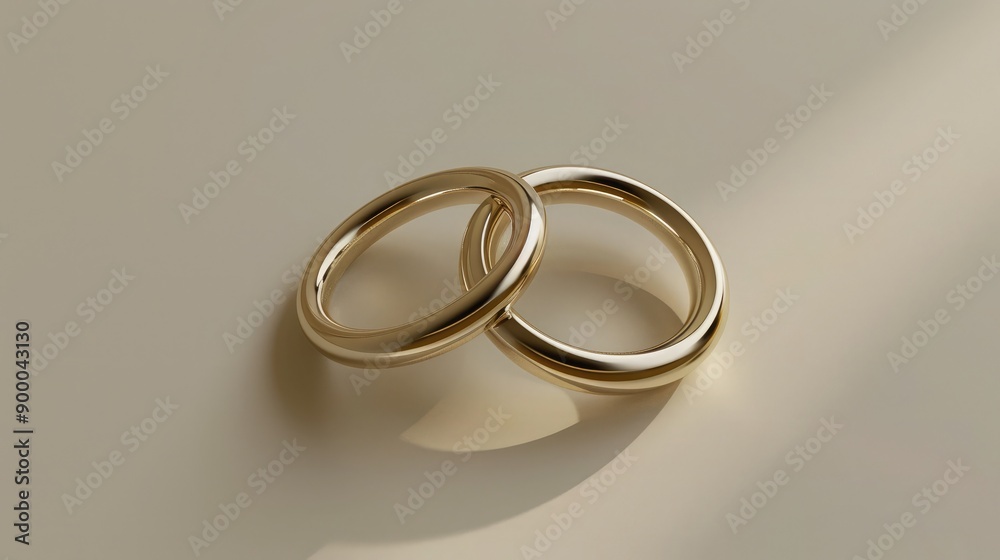 Two interlocking rings on a neutral background, representing partnership and unity. Two interlocking rings on a neutral background, representing partnership and unity.