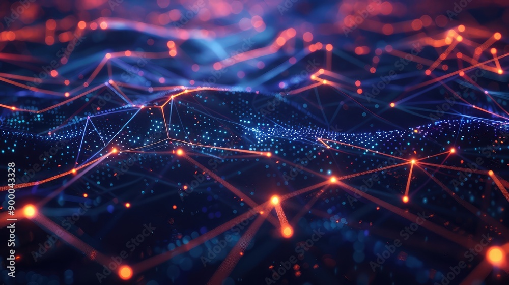 High-tech network background with glowing lines and data nodes, symbolizing modern digital infrastructure. High-tech network background with glowing lines and data nodes, symbolizing modern digital infrastructure.