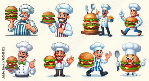 That funny Restaurant Chef burger vector illustration 