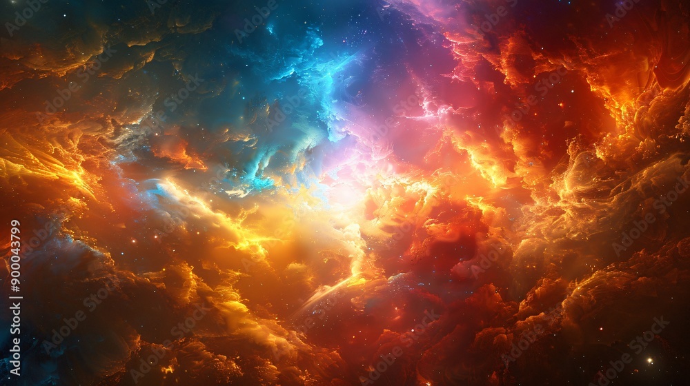 Fototapeta premium Cosmic Nebula: A Symphony of Fire and Ice