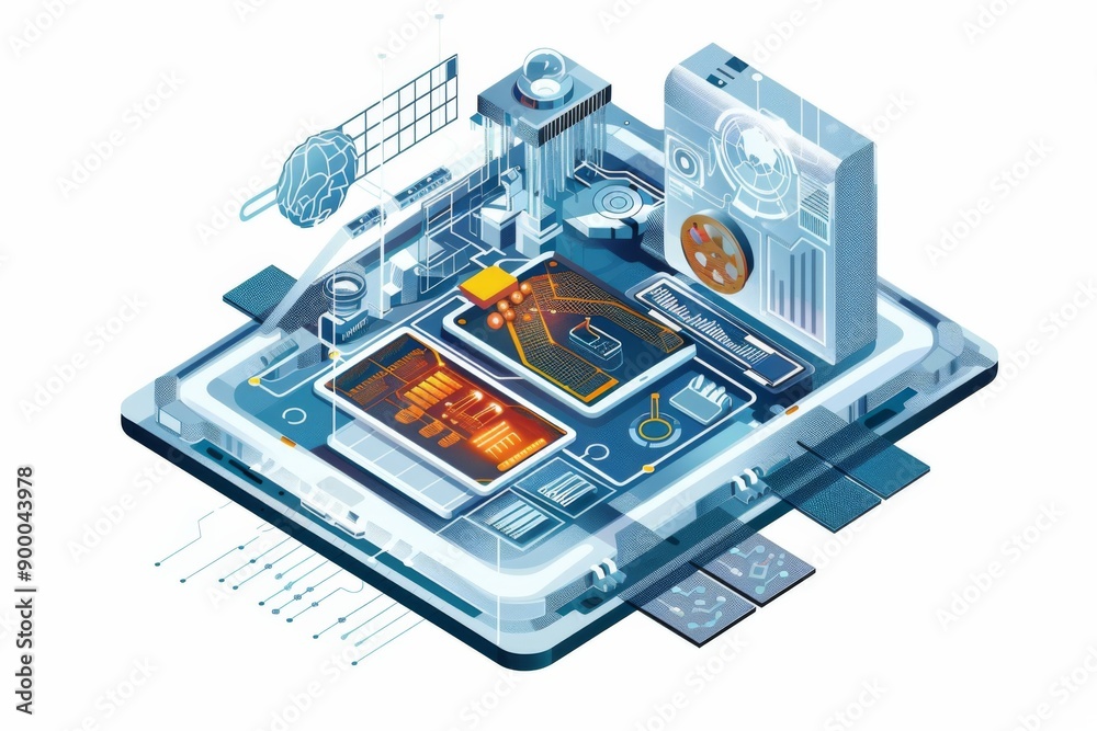 Obraz premium Conceptual Technology Flat Illustration created with Generative AI