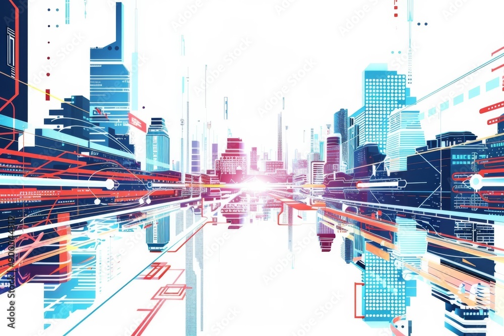 Obraz premium Conceptual Technology Flat Illustration created with Generative AI