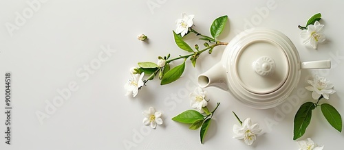 Teapot with jasmine flowers...