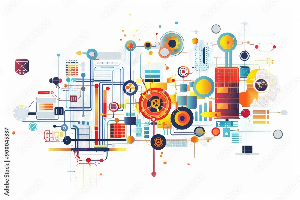 Conceptual Technology Flat Illustration created with Generative AI Conceptual Technology Flat Illustration created with Generative AI