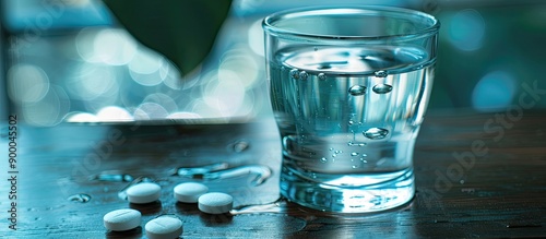 A glass of water with medic...