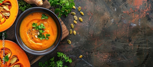 Top view of vegan pumpkin s...
