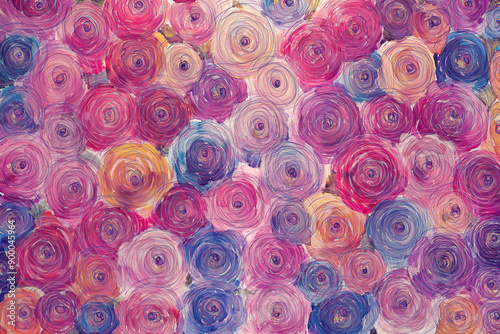 Digital Abstract Painting of Colorful Rose Flowers