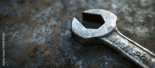 Metal wrench tool against a...